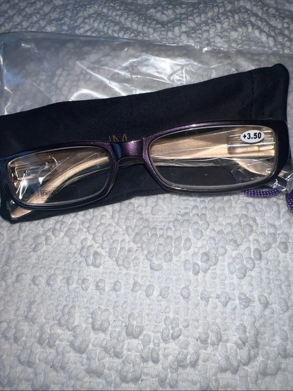 New JM New York +3.50 Reading Glasses in Purple with soft case